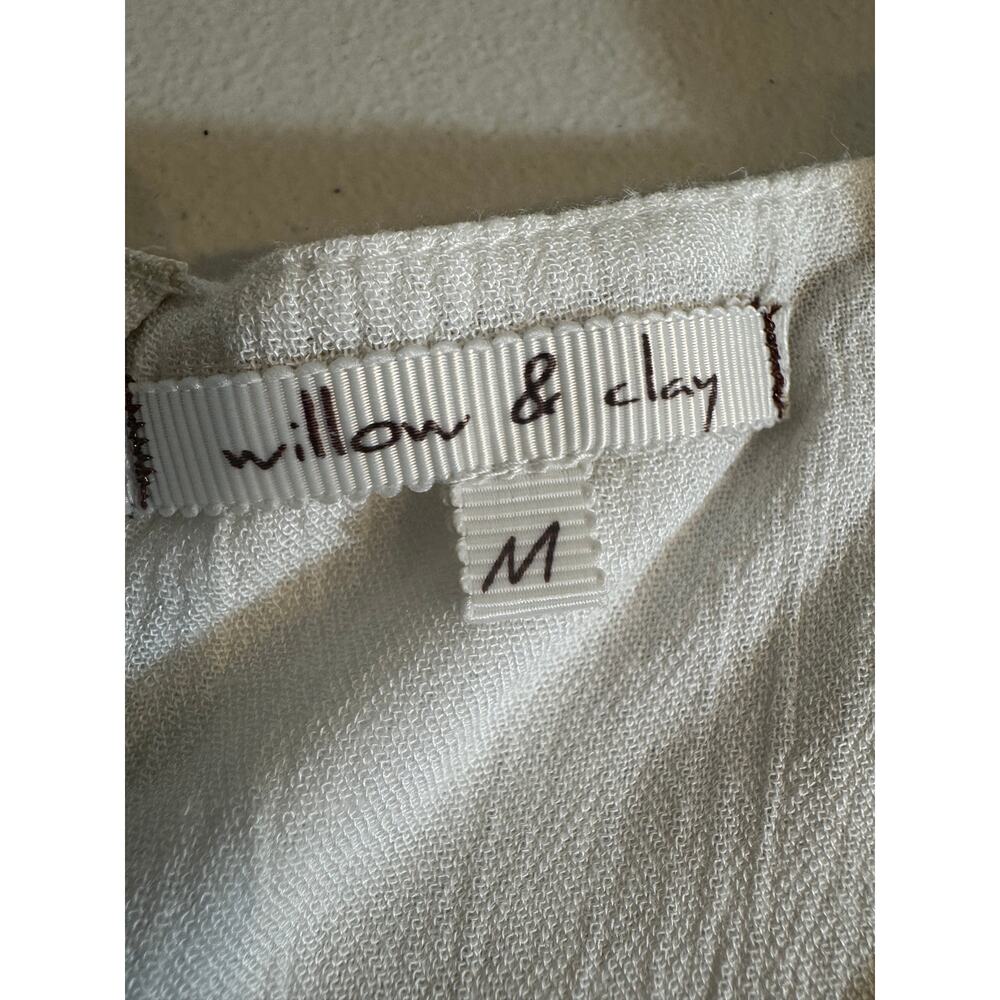 Willow & Clay top red tan embroidered lined white swing sleeveless blouse Sz M - Picture 6 of 9